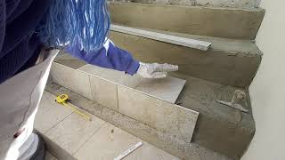 How to install tiles on the stairs (full video, real time )