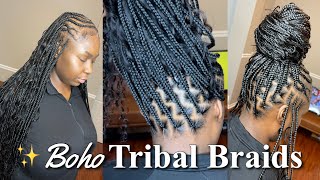 🔥 HOT BRAIDS | Boho Tribal Braids Tutorial + Hair Details