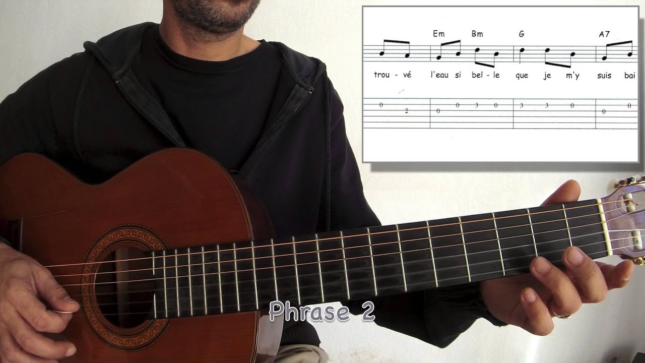 Tutoriel Guitare A la Claire Fontaine 1Tempo 50 YouTube