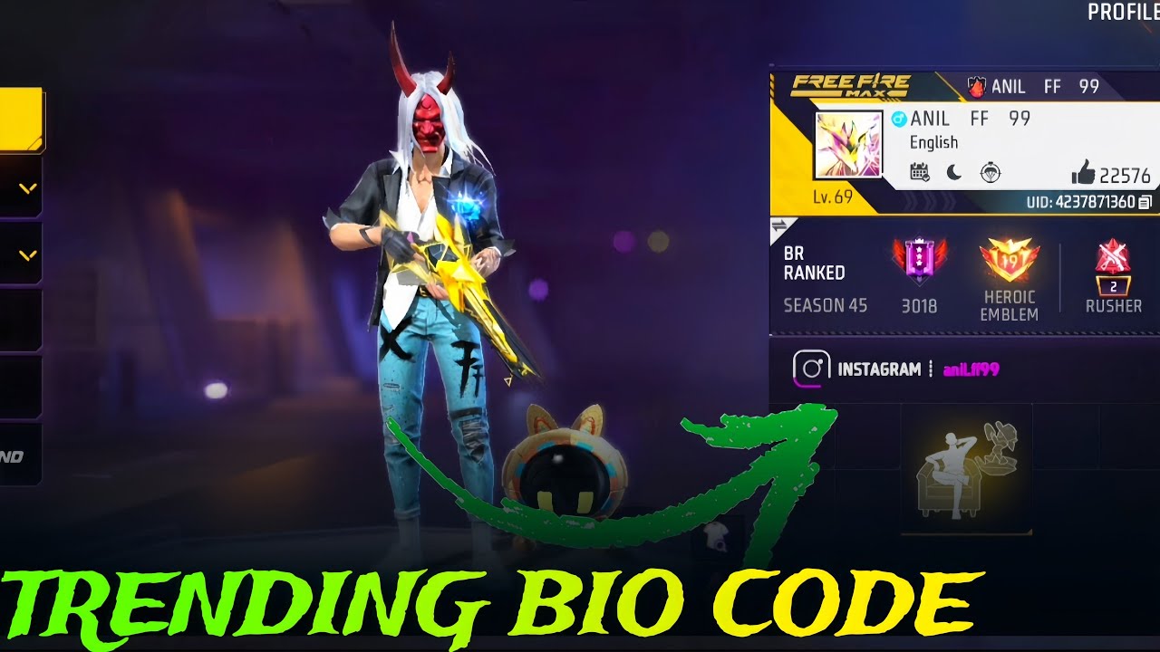Instagram🤳 New Trending Bio Code #anilff99 - YouTube