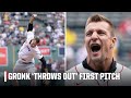  rob gronkowski spikes the ceremonial first pitch  mlb on espn