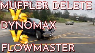 RAM 5.7L HEMI: FLOWMASTER 40 SERIES Vs DYNOMAX RACE BULLET Vs MUFFLER DELETE!