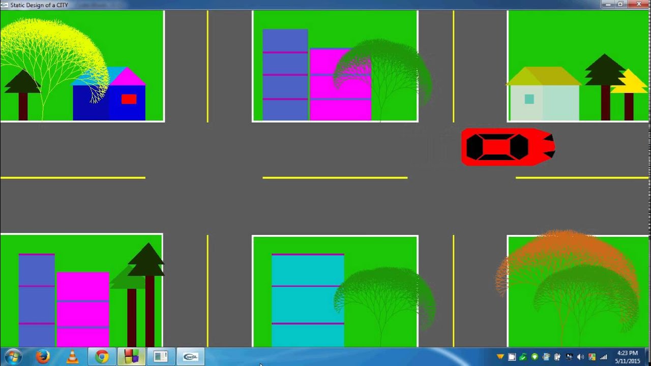 My First OpenGL Project - Static design of city Demo - YouTube