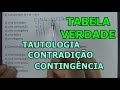 TABELA VERDADE - TAUTOLOGIA CONTRADIÇÃO CONTINGÊNCIA - 8 QUESTÕES CONCURSO