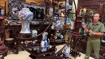 Bàn Ghế Phòng Khách Lối Cổ Xưa - Tủ Bày Đồ Gốm Sứ  - Trường Kỷ Gỗ - Sập Gụ Tủ Chè - NỘI THẤT NHÀ GỖ