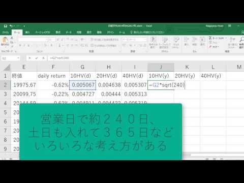 エクセルでヒストリカルボラティリティを計算