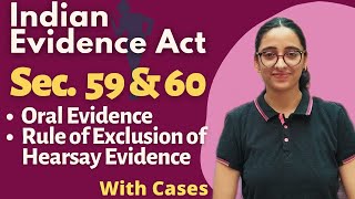 Indian Evidence Act || Oral Evidence - Sec 59 and 60 || Rule of Exclusion of Hearsay Evidence