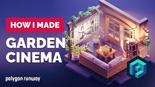 Garden Cinema in Blender - 3D Modeling Process | Polygon Runway screenshot 1