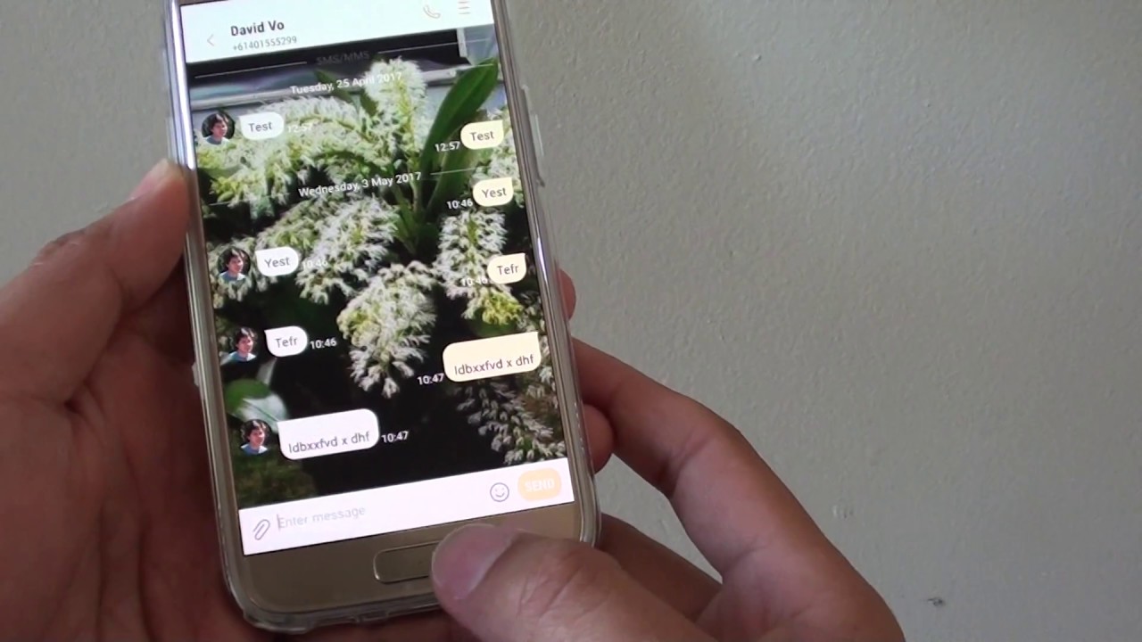 Samsung Galaxy S7 How To Change Text Message Background Youtube