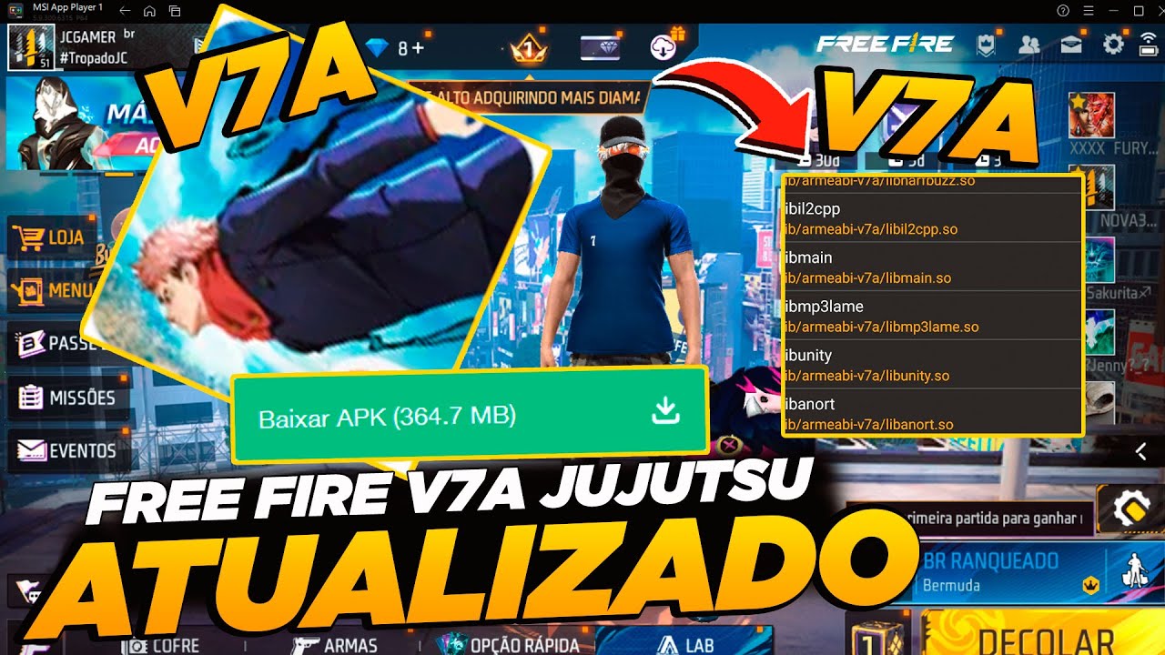 SAIU!! FREE FIRE V7A + V8A JUJUTSUATUALIZADO !!