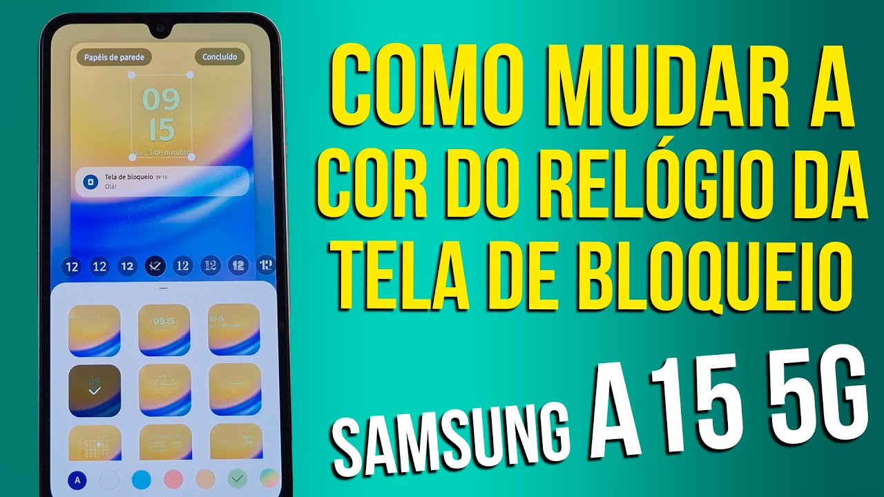 Samsung A15 5G Como mudar a cor do relógio da tela de bloqueio - YouTube