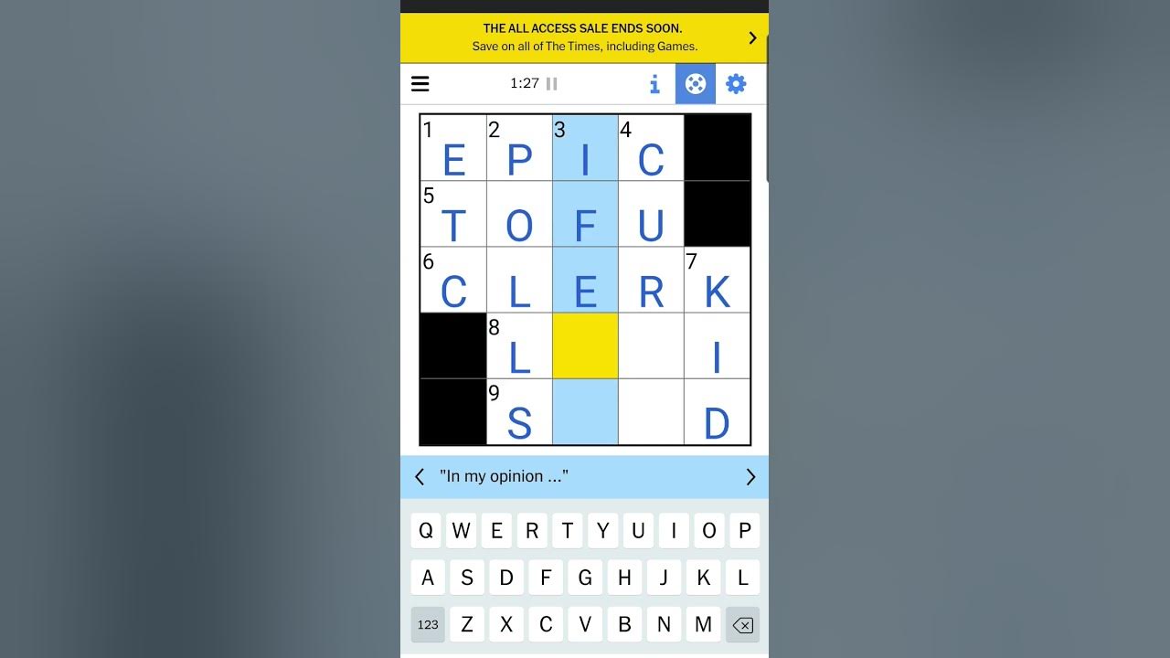 The mini crossword March 29, 2023 - YouTube