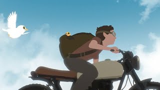 少年と飛べない小鳥がバイクで駆け抜ける美しい旅路シーン／映画『Away』本編映像