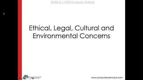 OCR Computer Science - 1-8 Lesson - Ethical Issues