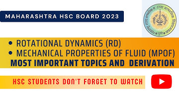Maharashtra HSC Board ||Physics Important topics RD and MPOF|| #physics #mpof #rotationaldynamics
