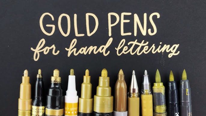 Funcils 5 Acrylic Gold Paint Pen Metallic - Gold Marker Metallic