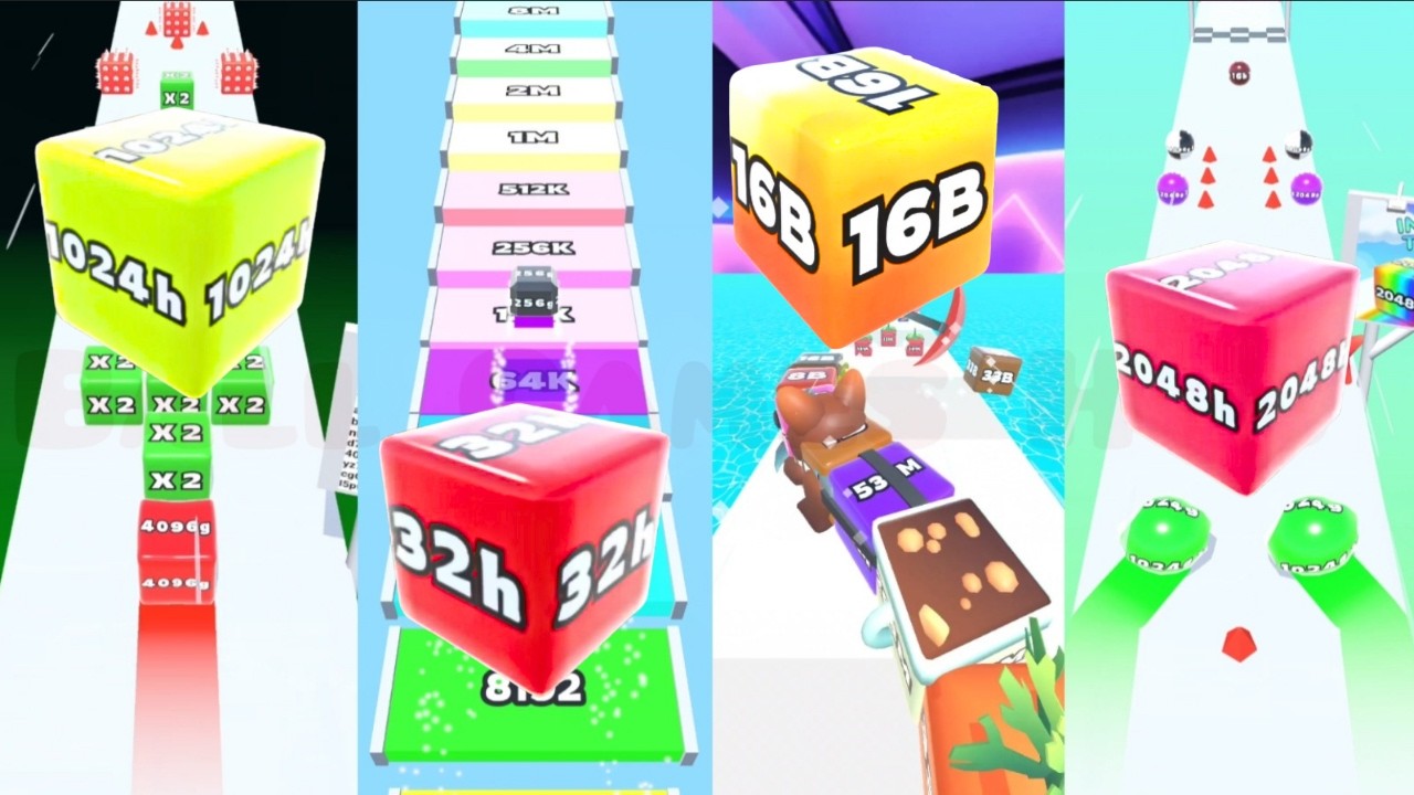 #2. Race | Who Win?? | Jelly Run 2048 vs Jelly Tube Run 2048 | 16B - 8B - 4B - 1B Showdown
