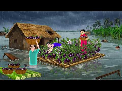 बारिश में तैरता हुआ बैंगन का खेत | Hindi Story | Hindi Kahaniya | cartoon story