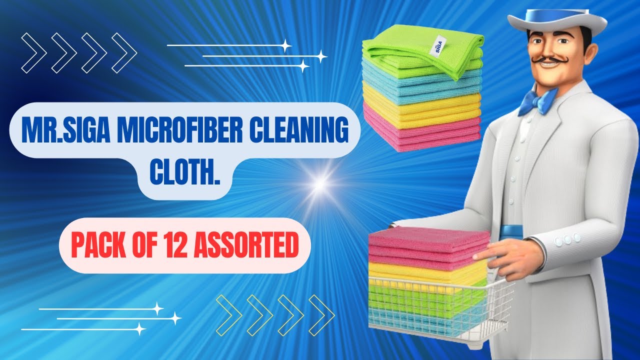 MR.SIGA Microfiber Cleaning Cloth,Pack of 12,Size:12.6 x 12.6