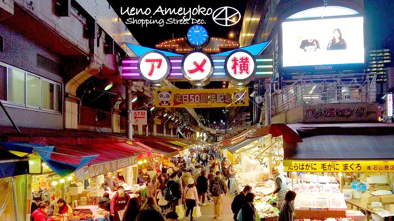 4K 上野アメ横商店街 2022年 摩利支天徳大寺 上野駅 ガード下店 東京 Japan - YouTube