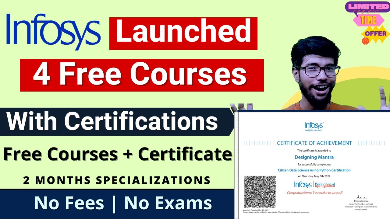 Infosys Launched 4 Free Certification Course 2 Month Free Course