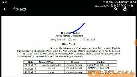 HPPSC Allied Main Exam Date | To be Held on - 24 , 25 , 26 June 2019 |