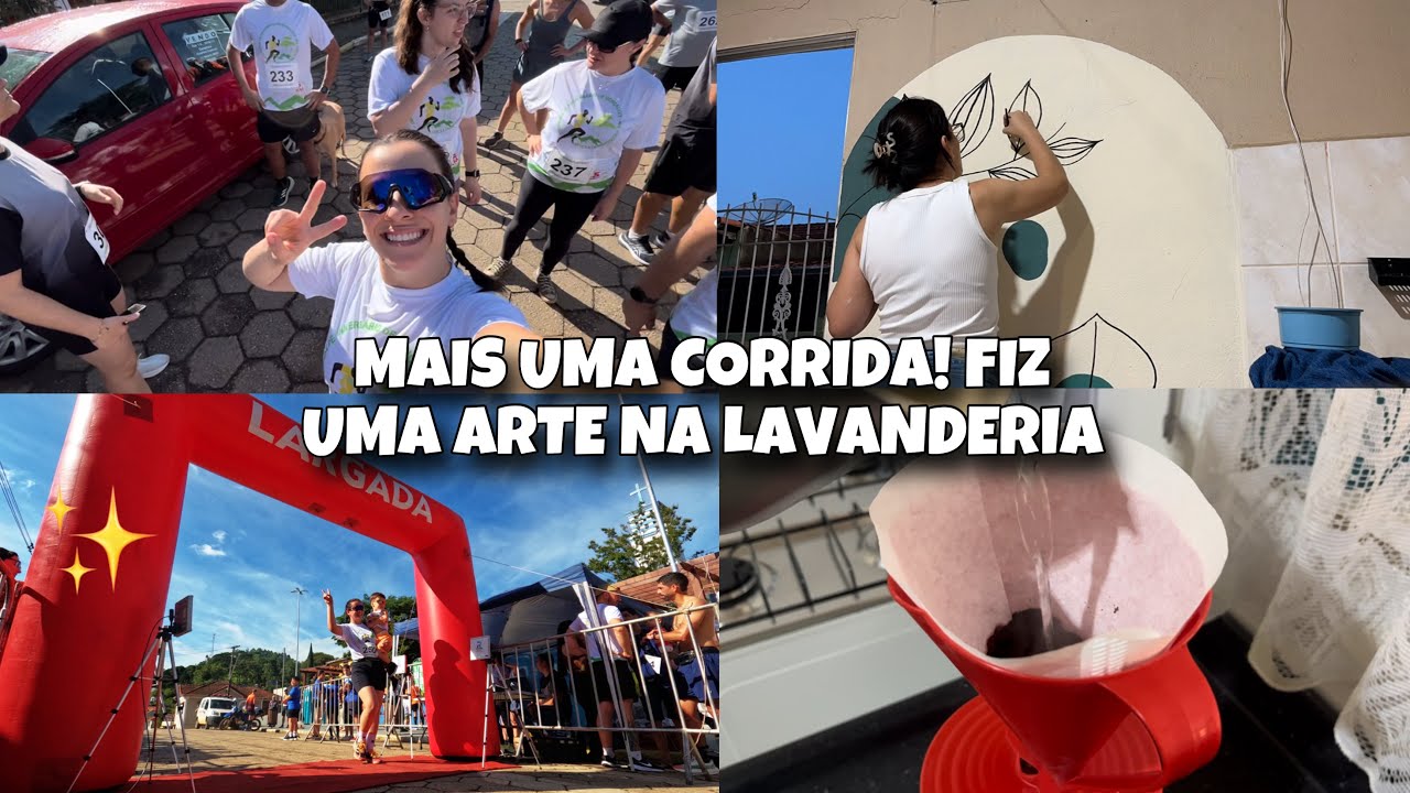 VOU TRANSFORMAR MINHA LAVANDERIA |FIZ UMA PINTURA NA PAREDE | PARTICIPEI DE MAIS UMA CORRIDA! ROTINA