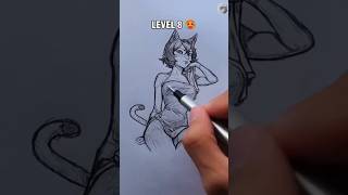 🔥 Level 8 Cat Girl Drawing 😮‍💨 | Pencil Sketch | Anime Art