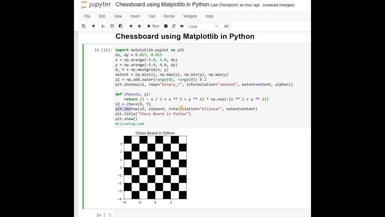 Chess board using Python. Install matplot using pip ➡️ $ pip