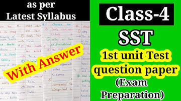 Class-4 SST 1st unit Test question paper | Class 4 Social Science studies question paper