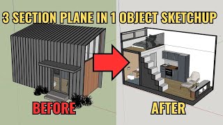 Sketchup House Tutorial How to make 3 SECTION PLANE in 1 OBJECT in Sketchup