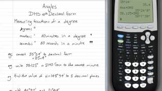 angles: DMS on graphics calculator