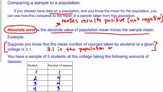 Samples and Populations and Absolute Error