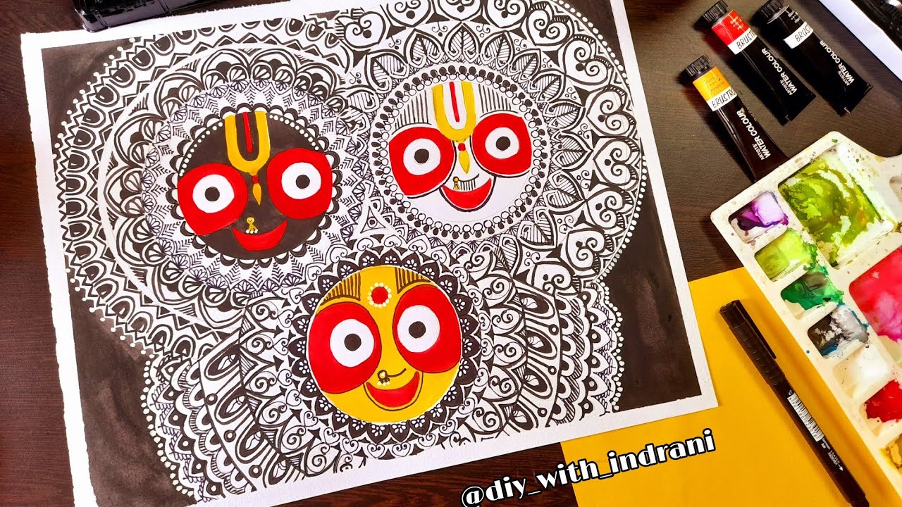Jagannath drawing, Jagannath mandala drawing,Rathyatra drawing YouTube