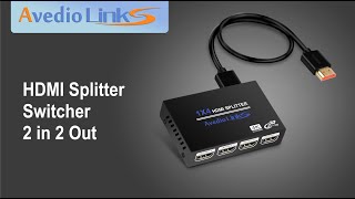 Avedio links HDMI Switch 2 in 2 Out 4K 60hz, 2 Ports HDMI Switcher Splitter with Audio Extractor