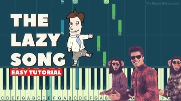 The Lazy Song - Piano Tutorial | Bruno Mars | Beginner Friendly