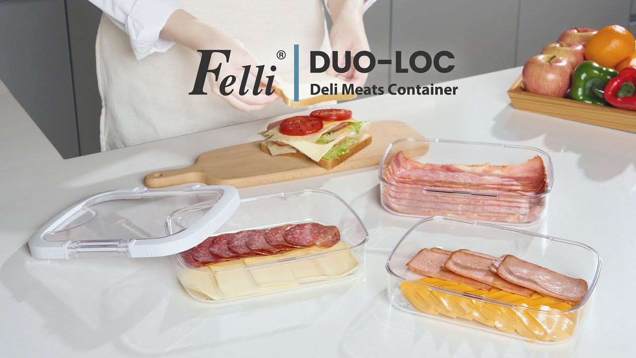 Felli Duo Loc Deli Meat Container for Fridge - 3pk Cold Cut Set