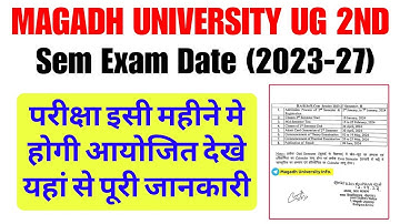Magadh University ug 2nd Semester Exam Date 2024 : BA BSC BCOM 2nd Semester Exam Date 2024