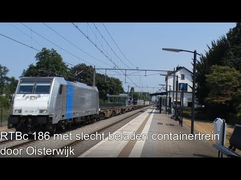 4K | RTBc 186 426 komt met slecht beladen containertrein door Oisterwijk ri. Kijfhoek!