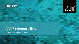 APA  7 reference lists
