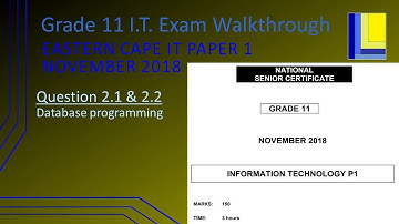 Information Technology Grade 11 Paper 1 November 2018 EC Q2.1 & 2.2