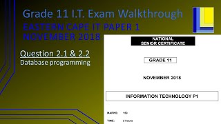 Information Technology Grade 11 Paper 1 November 2018 EC Q2.1 & 2.2