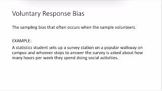 Math 1030 Unit 5 - Sources of Bias