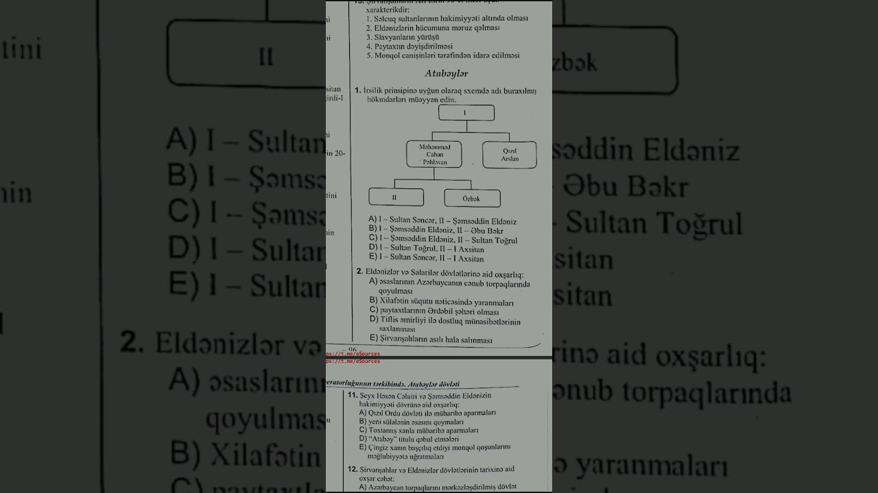 Atabəylər dövləti #test toplu izahı