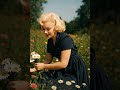 Vintage Floral Serenity AI Platinum Blonde Picking Flowers Blonde Glamour 1950s Summer Vintage Floral Serenity AI Platinum Blonde Picking Flowers Blonde Glamour 1950s Summer