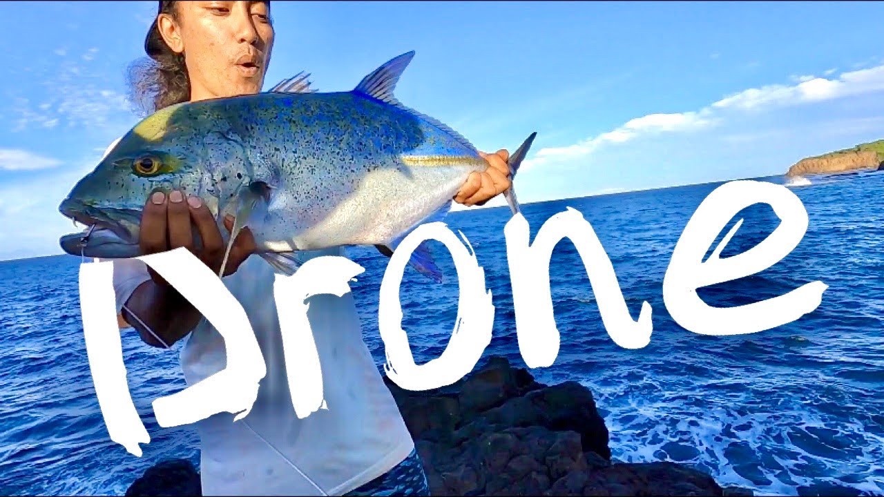 PB Blue Fin Trevally (Omilu) Off of the Drone! Hawaii fishing | Big Island Drone Fishing