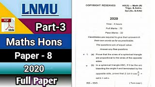 Lnmu bsc part 3 maths honours paper 8 2020