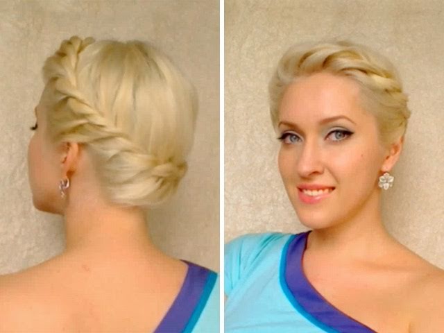 Greek goddess crown braid tutorial Twisted prom updo hairstyle Hochsteckfrisuren mit zöpfen