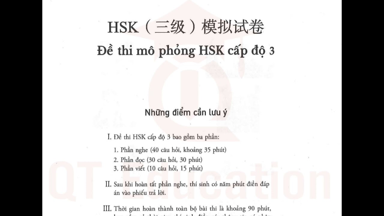 ĐỀ THI MÔ PHỎNG HSK3