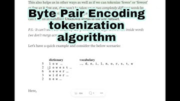 Byte Pair Encoding tokenization algorithm explained